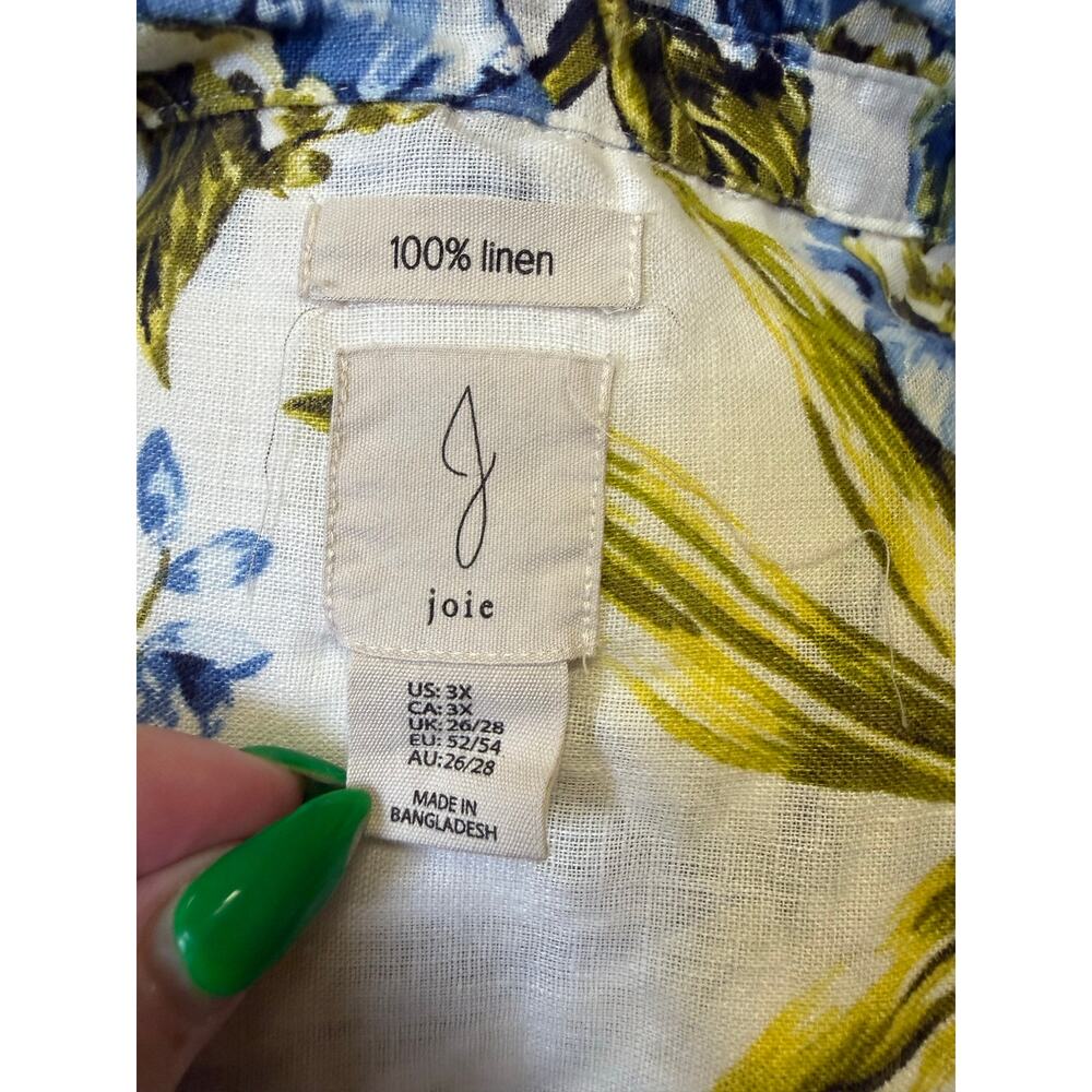 Joie 100% LINEN button up tropical print shirt womens 3x - Picture 5 of 7